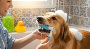 Brincadeiras que ajudam na higiene do seu cão